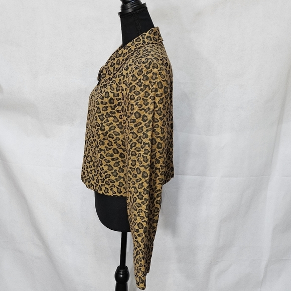 Maggy London Stretch Leopard Print 51% Cotton 47% Polyester 2% Lycra Jacket Sz L - Picture 4 of 8